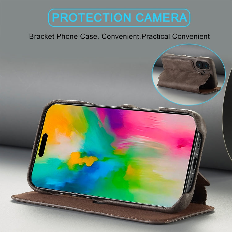 For iPhone 16 Plus LC.IMEEKE Hon Ancient Series Flip Leather Phone Case(Coffee) - HoMEdemic™ 