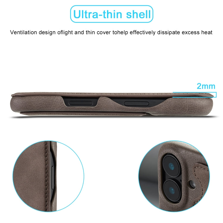 For iPhone 16 Plus LC.IMEEKE Hon Ancient Series Flip Leather Phone Case(Coffee) - HoMEdemic™ 