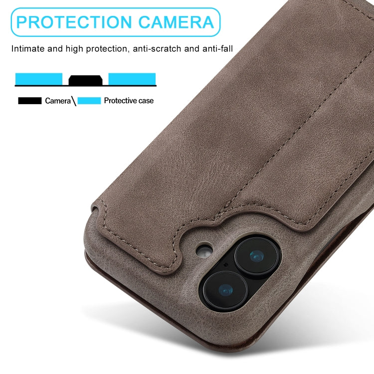 For iPhone 16 Plus LC.IMEEKE Hon Ancient Series Flip Leather Phone Case(Coffee) - HoMEdemic™ 