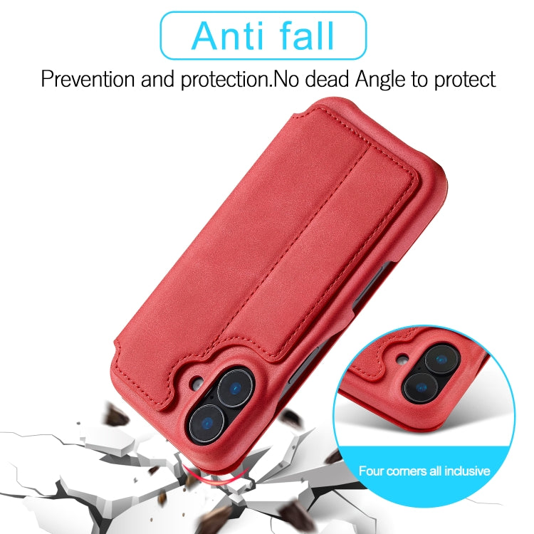 For iPhone 16 Plus LC.IMEEKE Hon Ancient Series Flip Leather Phone Case(Red) - HoMEdemic™ 