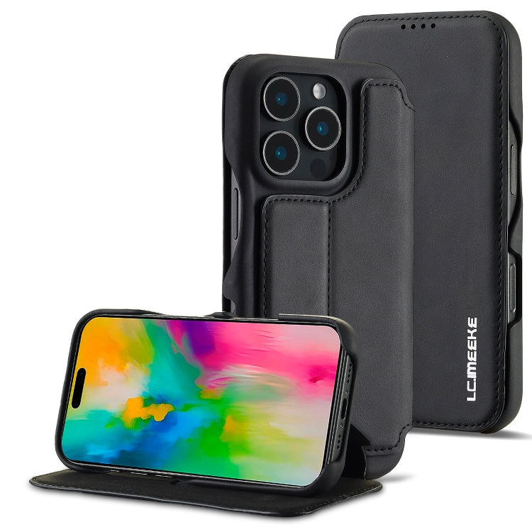 For iPhone 16 Pro LC.IMEEKE Hon Ancient Series Flip Leather Phone Case(Black) - HoMEdemic™ 