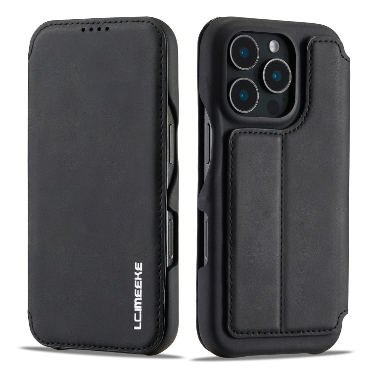 For iPhone 16 Pro LC.IMEEKE Hon Ancient Series Flip Leather Phone Case(Black) - HoMEdemic™ 