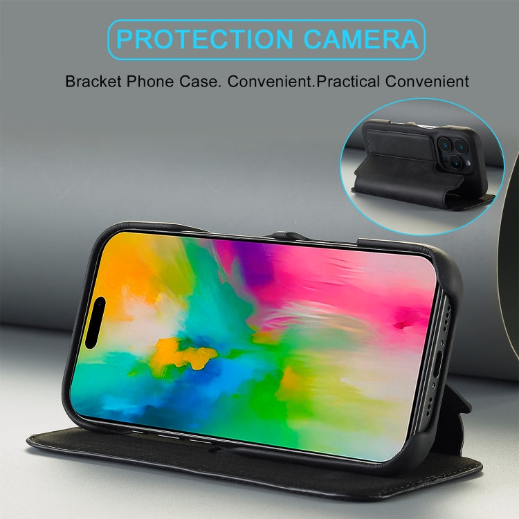 For iPhone 16 Pro LC.IMEEKE Hon Ancient Series Flip Leather Phone Case(Black) - HoMEdemic™ 