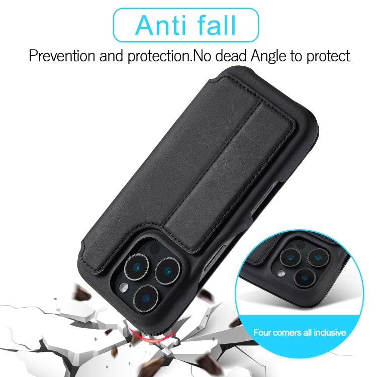 For iPhone 16 Pro LC.IMEEKE Hon Ancient Series Flip Leather Phone Case(Black) - HoMEdemic™ 