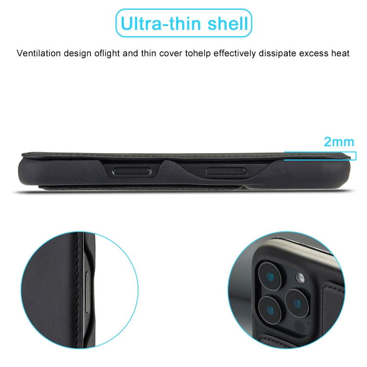 For iPhone 16 Pro LC.IMEEKE Hon Ancient Series Flip Leather Phone Case(Black) - HoMEdemic™ 