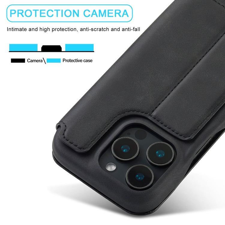 For iPhone 16 Pro LC.IMEEKE Hon Ancient Series Flip Leather Phone Case(Black) - HoMEdemic™ 