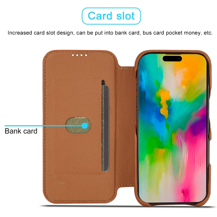 For iPhone 16 Pro LC.IMEEKE Hon Ancient Series Flip Leather Phone Case(Brown) - HoMEdemic™ 