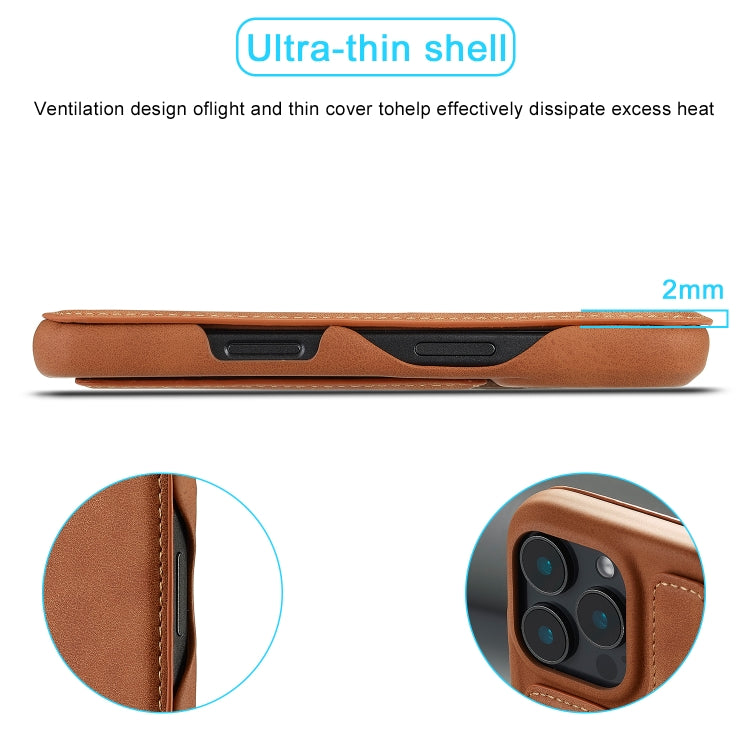 For iPhone 16 Pro LC.IMEEKE Hon Ancient Series Flip Leather Phone Case(Brown) - HoMEdemic™ 