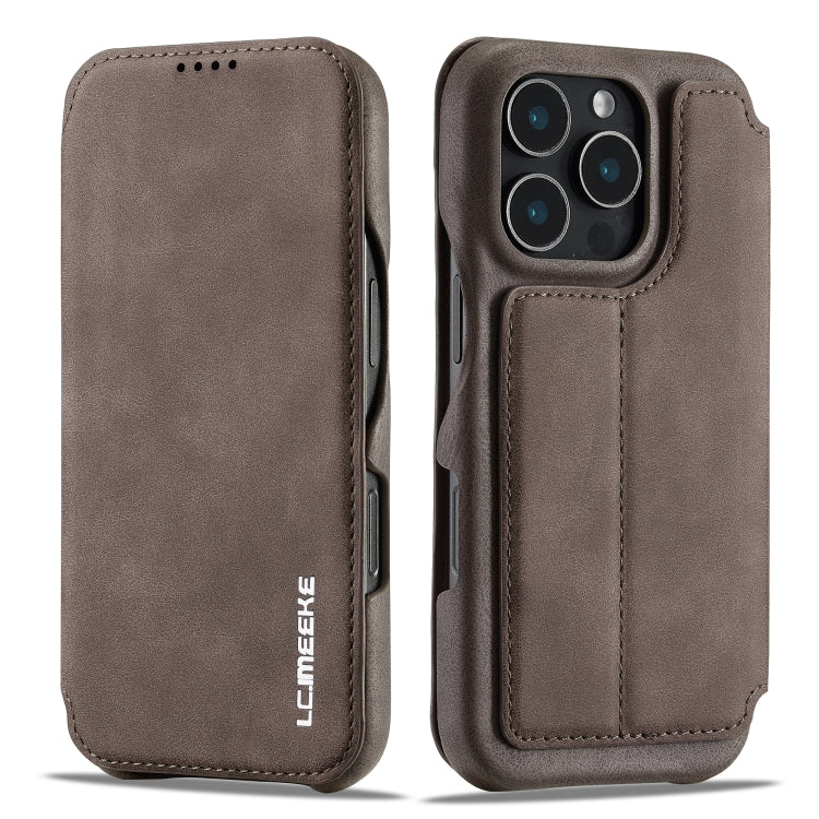 For iPhone 16 Pro LC.IMEEKE Hon Ancient Series Flip Leather Phone Case(Coffee) - HoMEdemic™ 