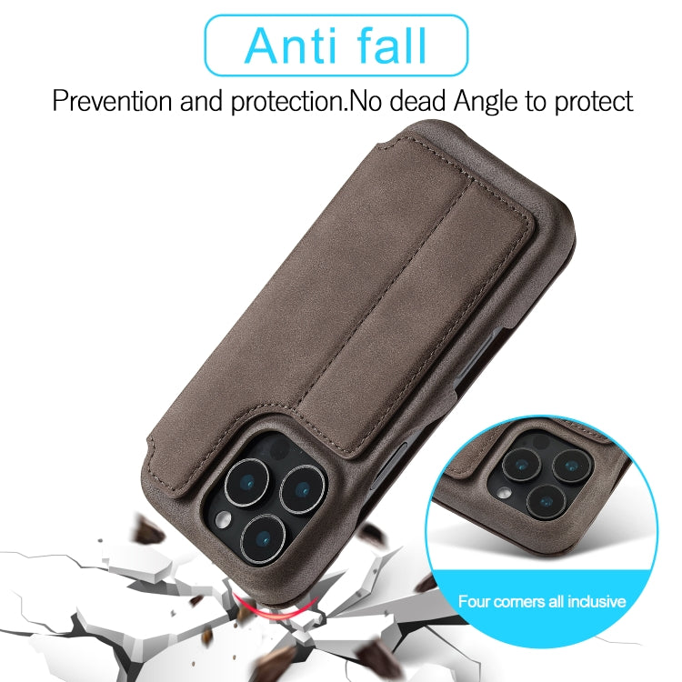 For iPhone 16 Pro LC.IMEEKE Hon Ancient Series Flip Leather Phone Case(Coffee) - HoMEdemic™ 