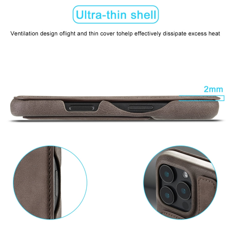 For iPhone 16 Pro LC.IMEEKE Hon Ancient Series Flip Leather Phone Case(Coffee) - HoMEdemic™ 