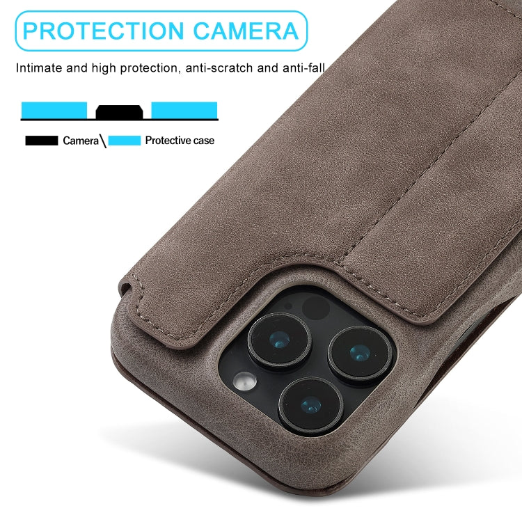 For iPhone 16 Pro LC.IMEEKE Hon Ancient Series Flip Leather Phone Case(Coffee) - HoMEdemic™ 