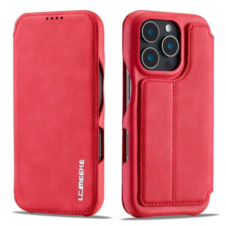 For iPhone 16 Pro LC.IMEEKE Hon Ancient Series Flip Leather Phone Case(Red) - HoMEdemic™ 