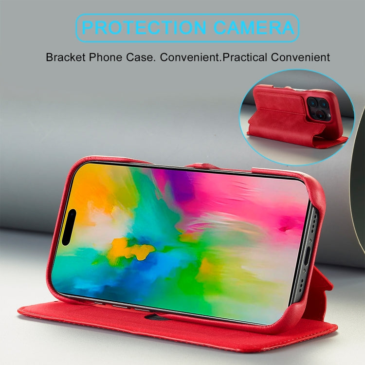 For iPhone 16 Pro LC.IMEEKE Hon Ancient Series Flip Leather Phone Case(Red) - HoMEdemic™ 