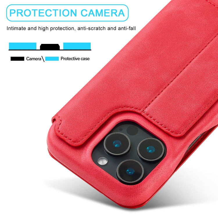 For iPhone 16 Pro LC.IMEEKE Hon Ancient Series Flip Leather Phone Case(Red) - HoMEdemic™ 