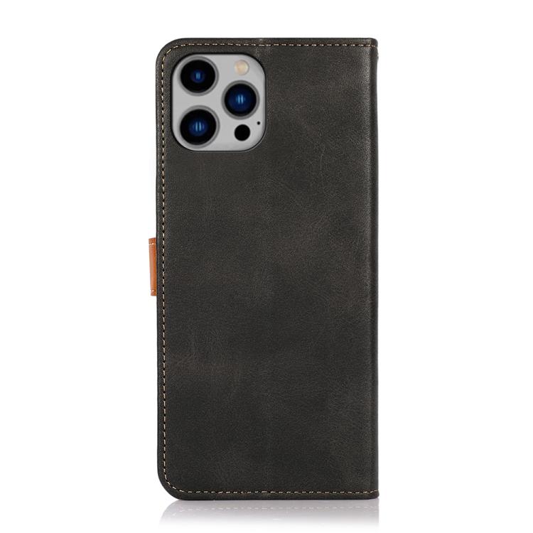 For iPhone 16 Pro Max KHAZNEH Dual-color Cowhide Texture Flip Leather Phone Case(Black) - HoMEdemic™ 