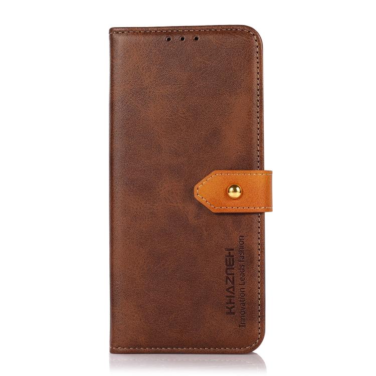For iPhone 16 Pro Max KHAZNEH Dual-color Cowhide Texture Flip Leather Phone Case(Brown) - HoMEdemic™ 