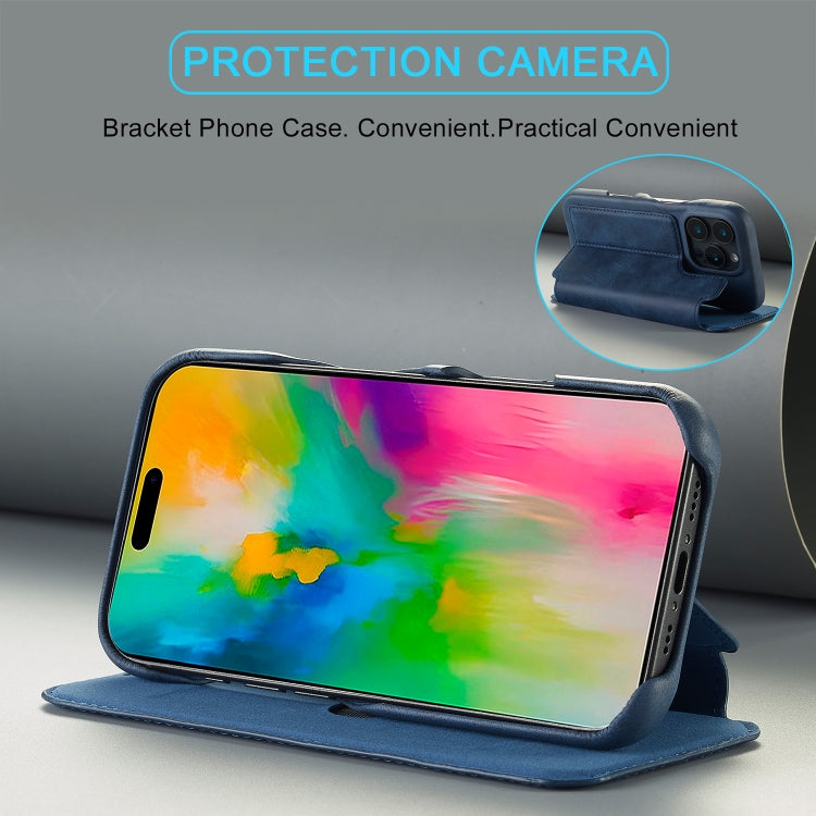 For iPhone 16 Pro Max LC.IMEEKE Hon Ancient Series Flip Leather Phone Case(Blue) - HoMEdemic™ 