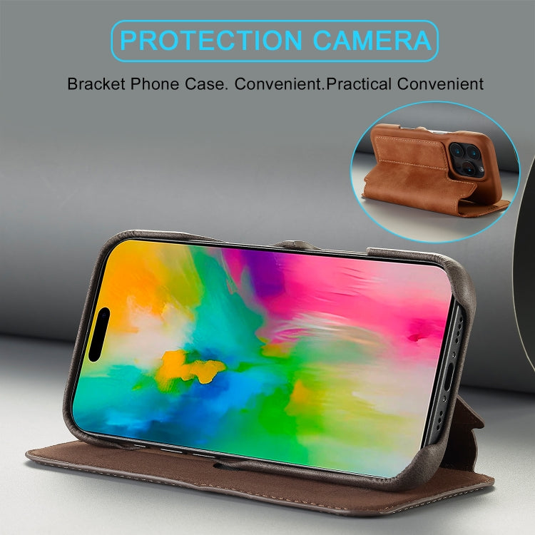 For iPhone 16 Pro Max LC.IMEEKE Hon Ancient Series Flip Leather Phone Case(Brown) - HoMEdemic™ 