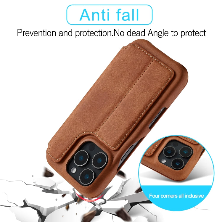 For iPhone 16 Pro Max LC.IMEEKE Hon Ancient Series Flip Leather Phone Case(Brown) - HoMEdemic™ 