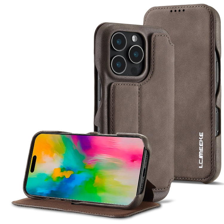 For iPhone 16 Pro Max LC.IMEEKE Hon Ancient Series Flip Leather Phone Case(Coffee) - HoMEdemic™ 