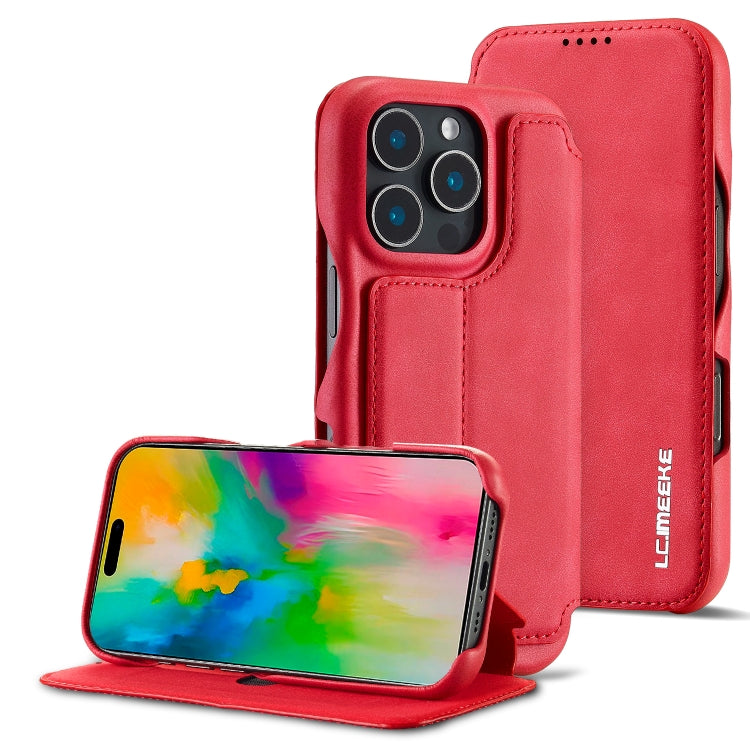 For iPhone 16 Pro Max LC.IMEEKE Hon Ancient Series Flip Leather Phone Case(Red) - HoMEdemic™ 