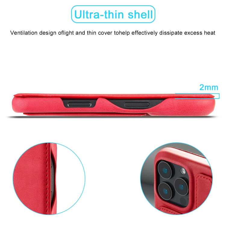 For iPhone 16 Pro Max LC.IMEEKE Hon Ancient Series Flip Leather Phone Case(Red) - HoMEdemic™ 