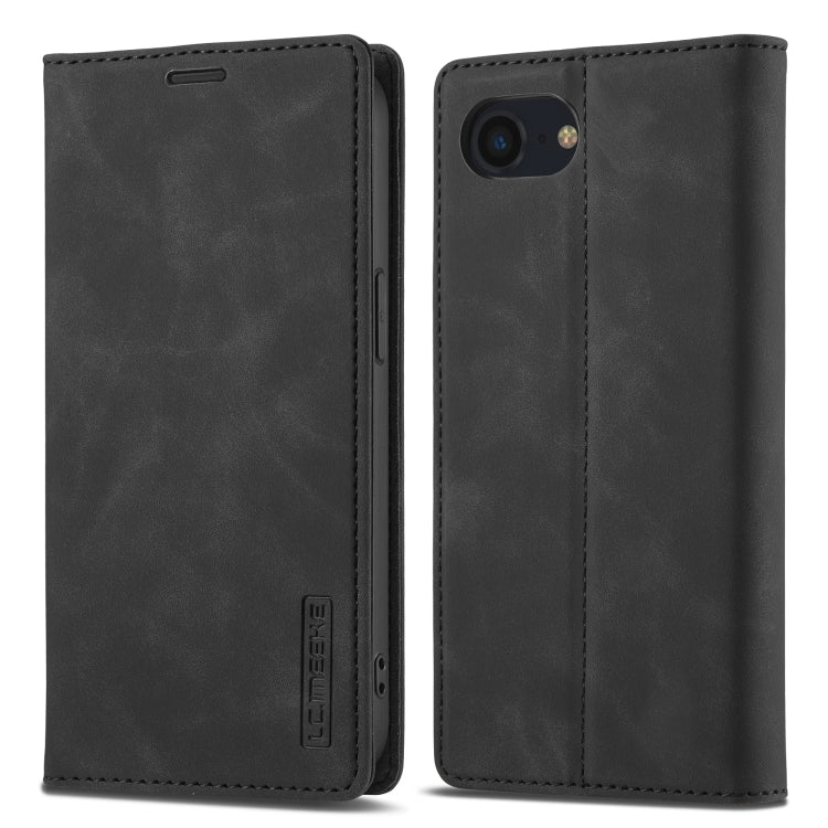 For iPhone 16e LC.IMEEKE Strong Magnetism Microfiber Leather Phone Case(Black) - HoMEdemic™ 