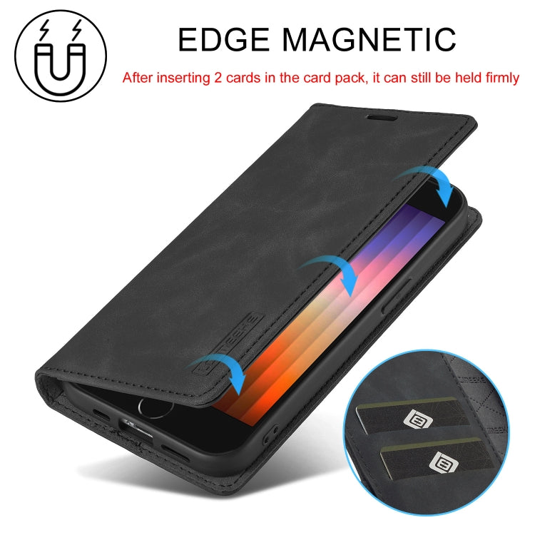 For iPhone 16e LC.IMEEKE Strong Magnetism Microfiber Leather Phone Case(Black) - HoMEdemic™ 