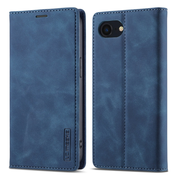 For iPhone 16e LC.IMEEKE Strong Magnetism Microfiber Leather Phone Case(Blue) - HoMEdemic™ 