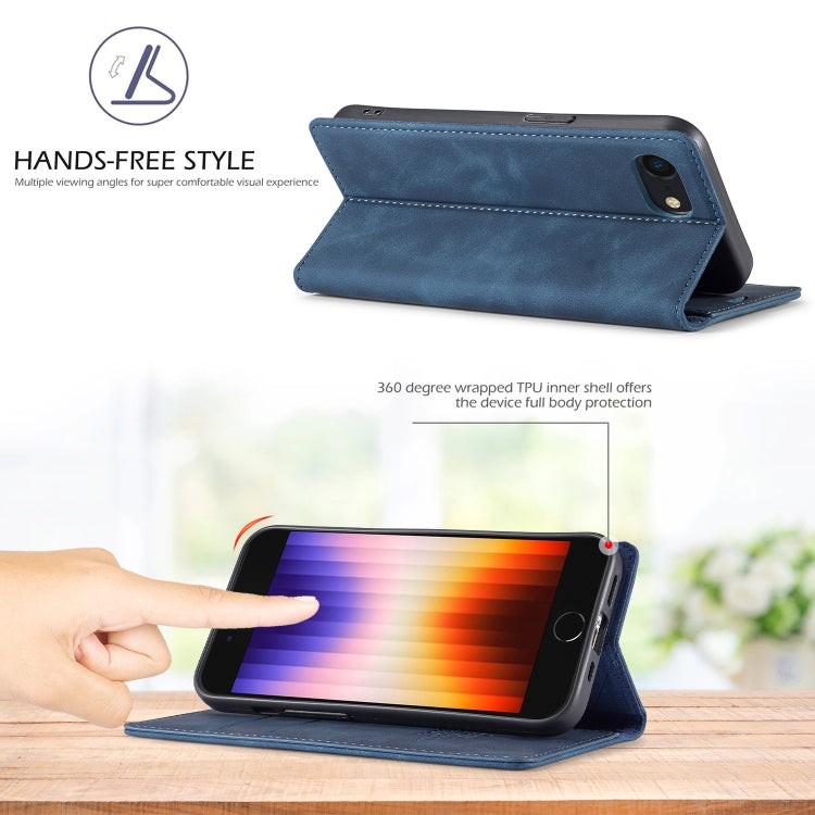 For iPhone 16e LC.IMEEKE Strong Magnetism Microfiber Leather Phone Case(Blue) - HoMEdemic™ 