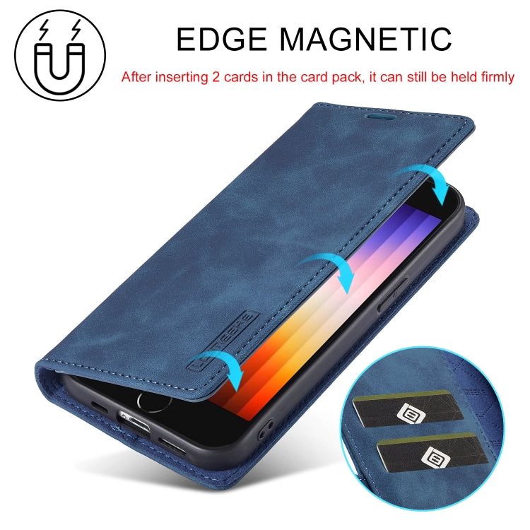 For iPhone 16e LC.IMEEKE Strong Magnetism Microfiber Leather Phone Case(Blue) - HoMEdemic™ 