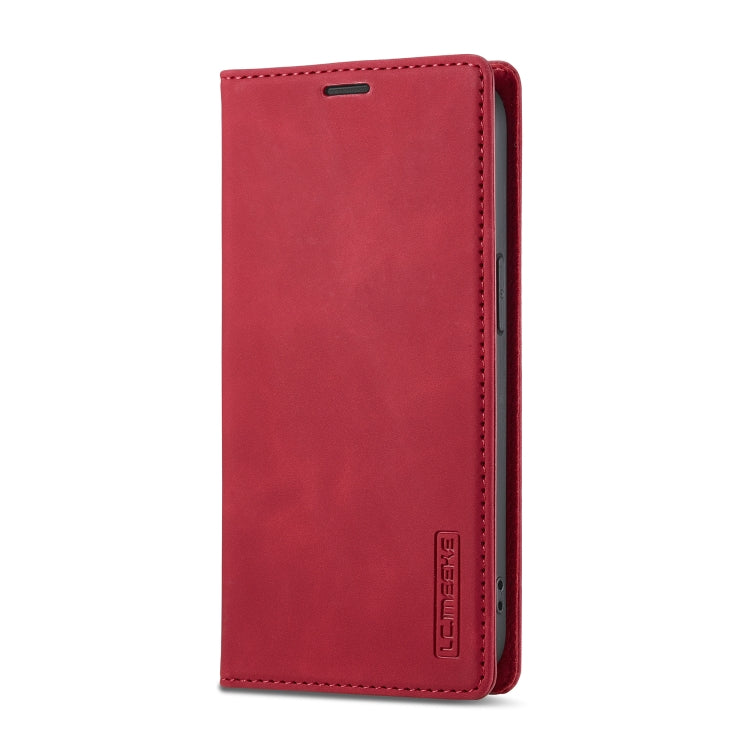 For iPhone 16e LC.IMEEKE Strong Magnetism Microfiber Leather Phone Case(Red) - HoMEdemic™ 