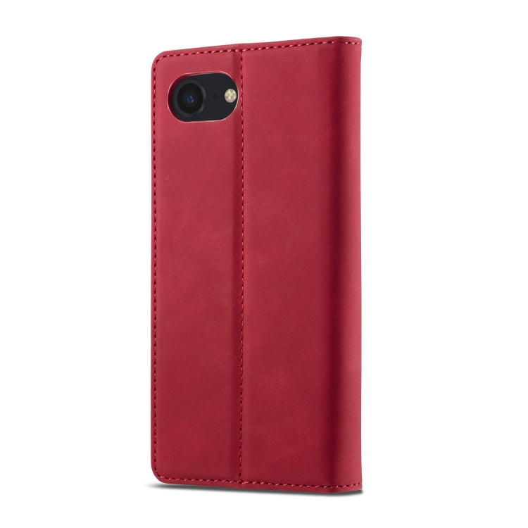 For iPhone 16e LC.IMEEKE Strong Magnetism Microfiber Leather Phone Case(Red) - HoMEdemic™ 