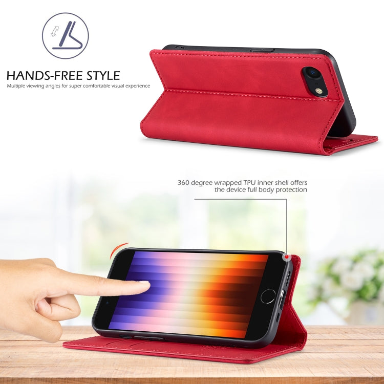 For iPhone 16e LC.IMEEKE Strong Magnetism Microfiber Leather Phone Case(Red) - HoMEdemic™ 