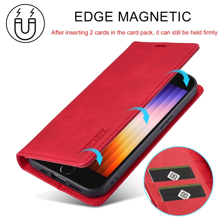 For iPhone 16e LC.IMEEKE Strong Magnetism Microfiber Leather Phone Case(Red) - HoMEdemic™ 