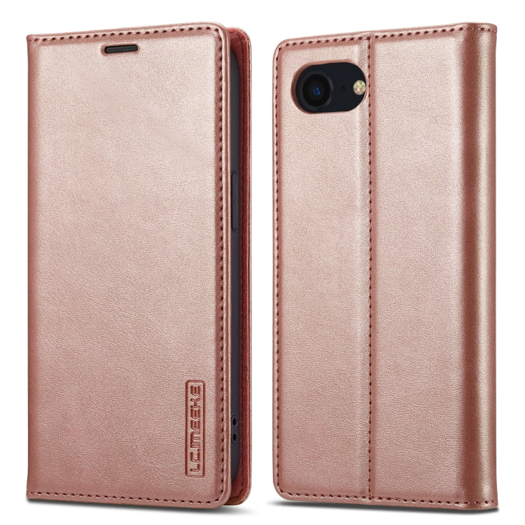 For iPhone 16e LC.IMEEKE Strong Magnetism Microfiber Leather Phone Case(Rose Gold) - HoMEdemic™ 