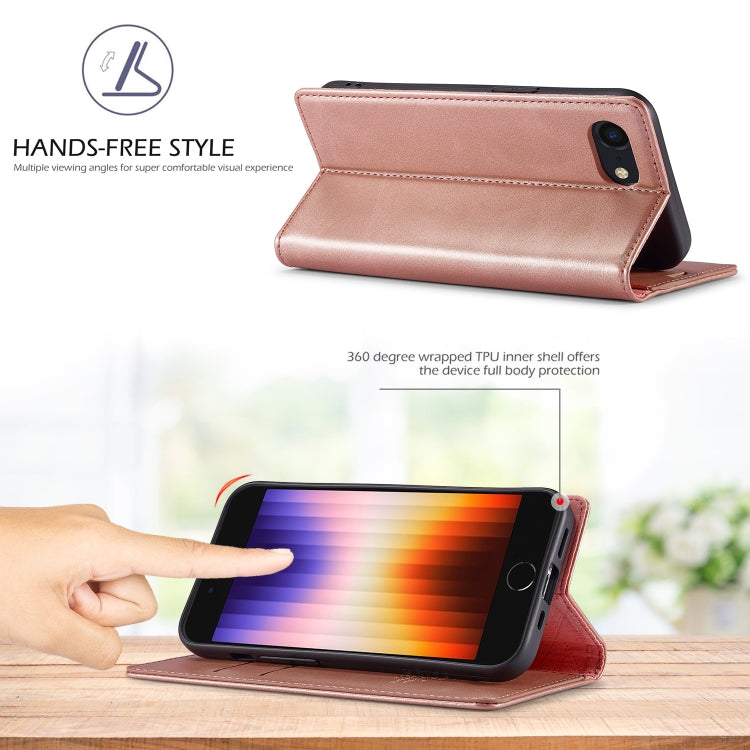 For iPhone 16e LC.IMEEKE Strong Magnetism Microfiber Leather Phone Case(Rose Gold) - HoMEdemic™ 