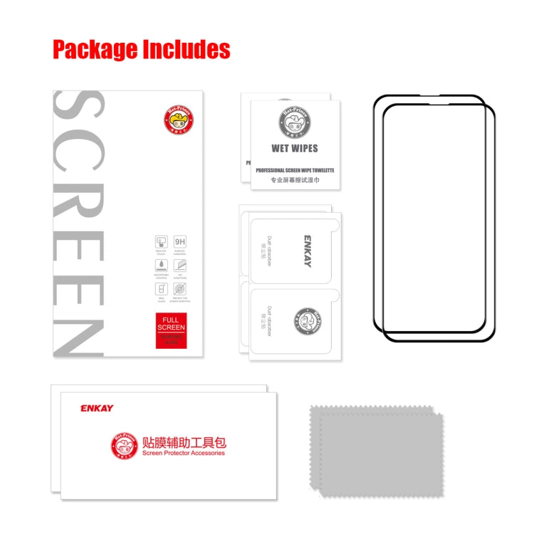 For iPhone 17e / 16e / 14 / 13 / 13 Pro 2pcs ENKAY 6D Full Glue Tempered Glass Full Film - HoMEdemic™ 