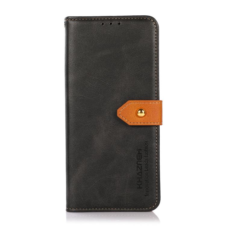 For iPhone 17e / 16e KHAZNEH Dual-color Cowhide Texture Flip Leather Phone Case(Black) - HoMEdemic™ 