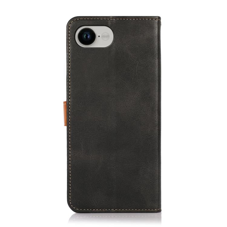 For iPhone 17e / 16e KHAZNEH Dual-color Cowhide Texture Flip Leather Phone Case(Black) - HoMEdemic™ 