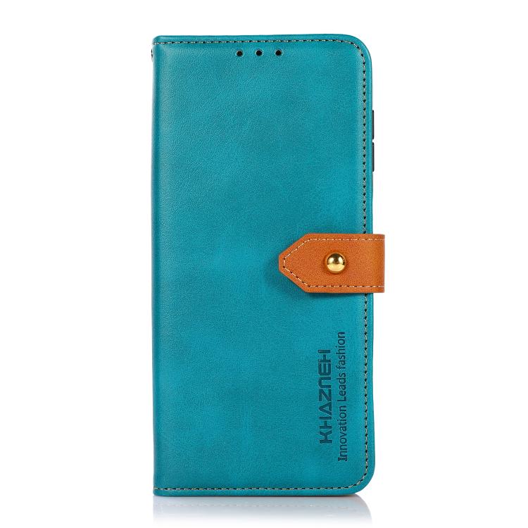 For iPhone 17e / 16e KHAZNEH Dual-color Cowhide Texture Flip Leather Phone Case(Blue) - HoMEdemic™ 