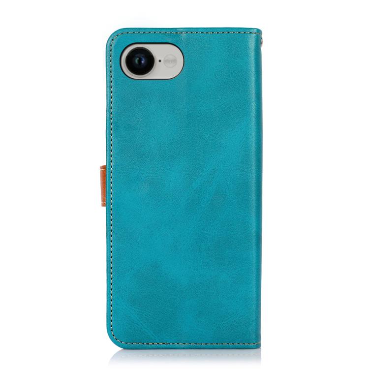 For iPhone 17e / 16e KHAZNEH Dual-color Cowhide Texture Flip Leather Phone Case(Blue) - HoMEdemic™ 