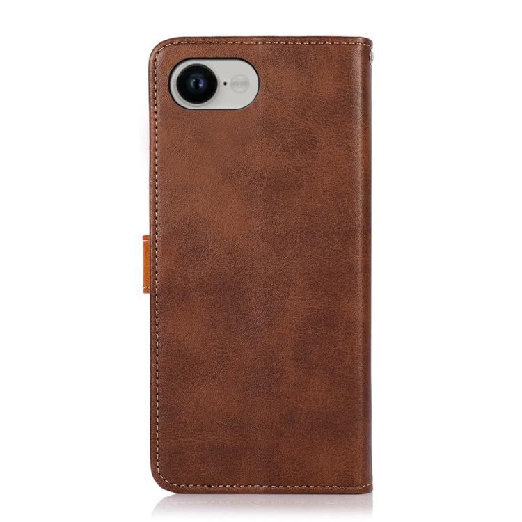 For iPhone 17e / 16e KHAZNEH Dual-color Cowhide Texture Flip Leather Phone Case(Brown) - HoMEdemic™ 