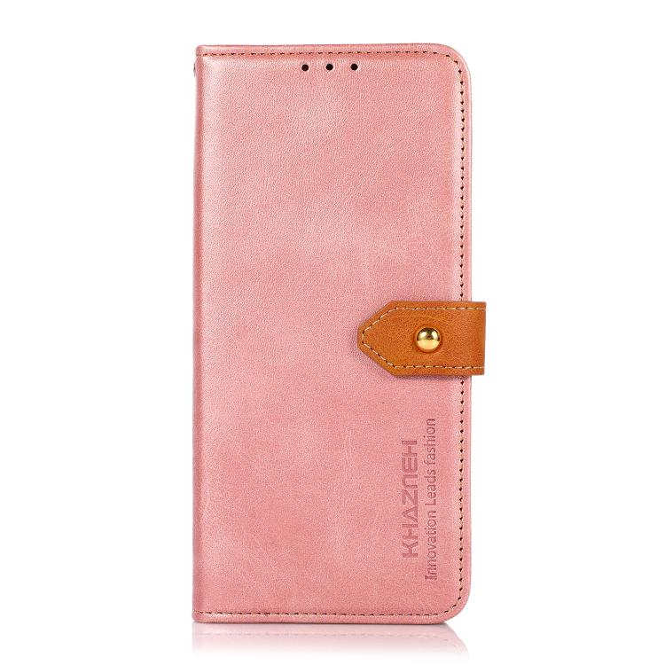 For iPhone 17e / 16e KHAZNEH Dual-color Cowhide Texture Flip Leather Phone Case(Rose Gold) - HoMEdemic™ 