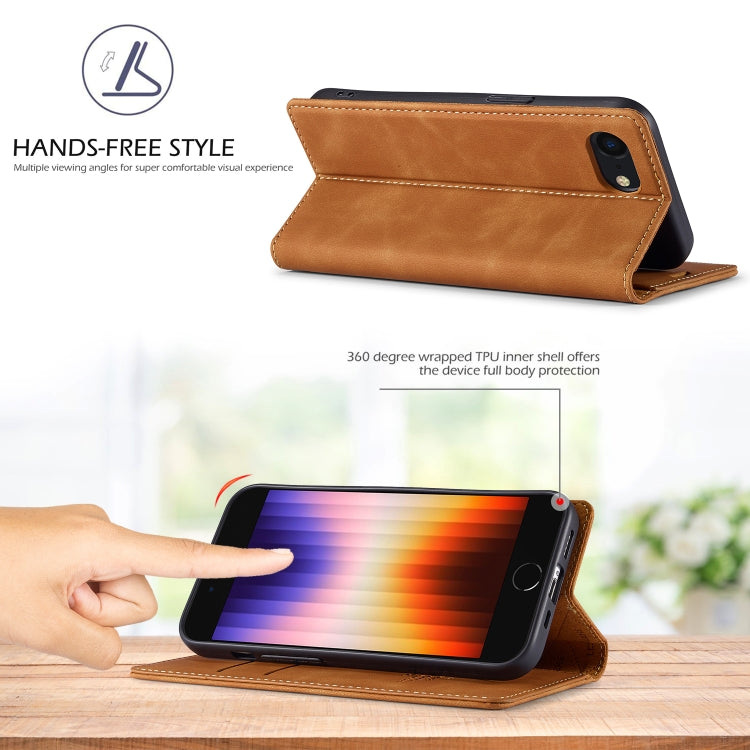For iPhone 17e / 16e LC.IMEEKE Strong Magnetism Microfiber Leather Phone Case(Brown) - HoMEdemic™ 