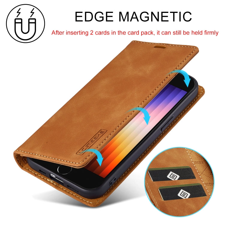 For iPhone 17e / 16e LC.IMEEKE Strong Magnetism Microfiber Leather Phone Case(Brown) - HoMEdemic™ 