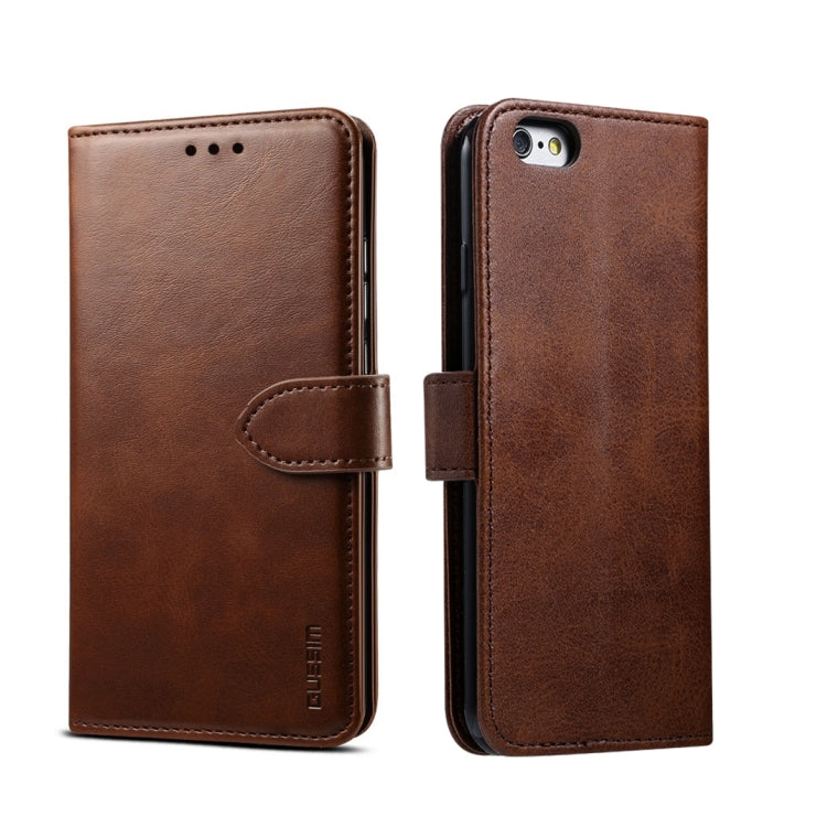 For iPhone 6 GUSSIM Magnetic Horizontal Flip Leather Case with Holder & Card Slots & & Wallet(Brown) - HoMEdemic™ 