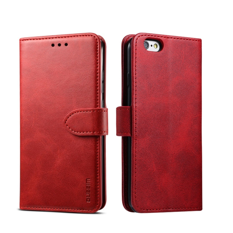 For iPhone 6 GUSSIM Magnetic Horizontal Flip Leather Case with Holder & Card Slots & & Wallet(Red) - HoMEdemic™ 