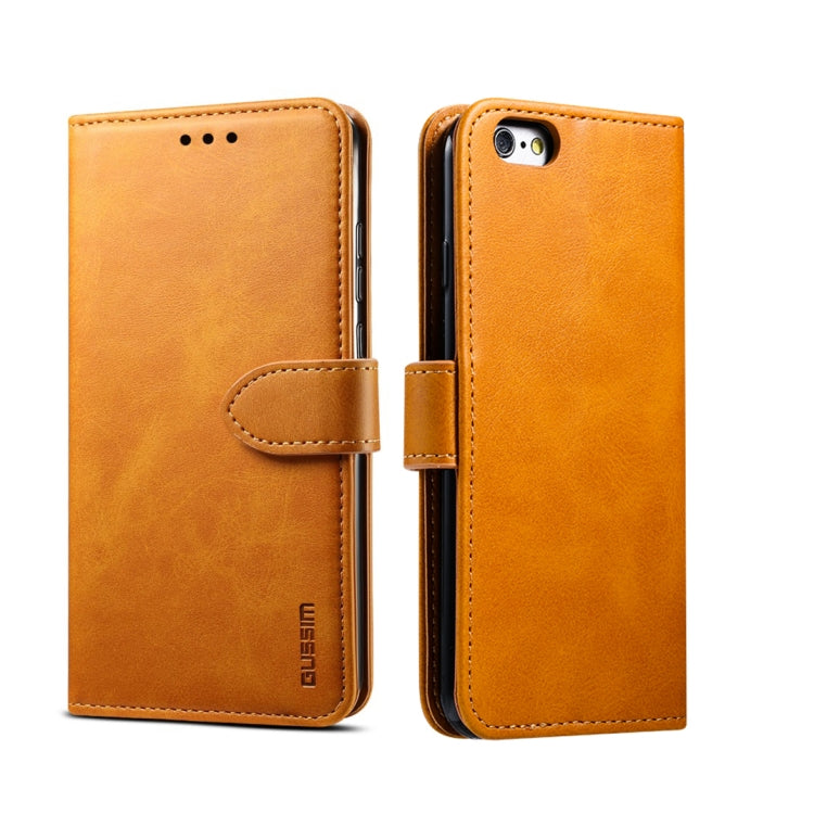 For iPhone 6 GUSSIM Magnetic Horizontal Flip Leather Case with Holder & Card Slots & & Wallet(Yellow) - HoMEdemic™ 